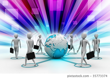 3d businessman persons with Globe Earth - Stock Illustration [35773374 ...