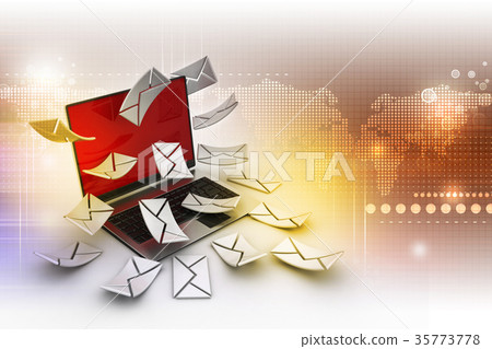 E-mail concept. Modern Laptop and envelope E-mail concept. Modern Laptop and envelope 35773778