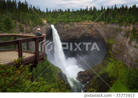 Tourist at Helmcken Falls in Wells Gray Provincial 35773913