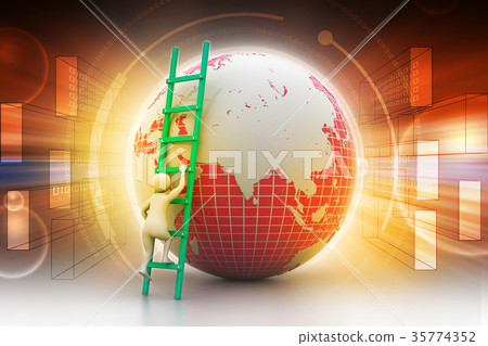 Earth globe and ladder 35774352
