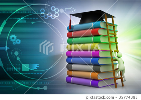 Graduation mortar on top of books 35774383