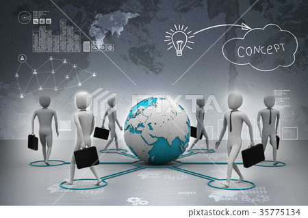 3d businessman persons with Globe Earth - Stock Illustration [35775134 ...