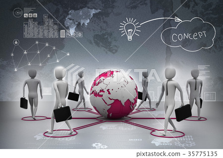 3d businessman persons with Globe Earth - Stock Illustration [35775135 ...
