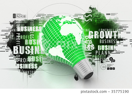 an electric light bulb with a world map 35775190