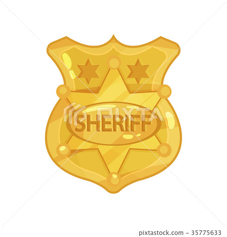 Golden cop s badge with stars and engraved word Golden cop s badge with stars and engraved word 35775633