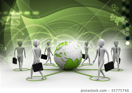 3d businessman persons with Globe Earth - Stock Illustration [35775748 ...