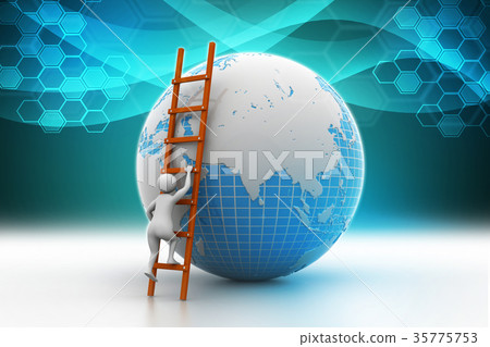 Earth globe and ladder 35775753