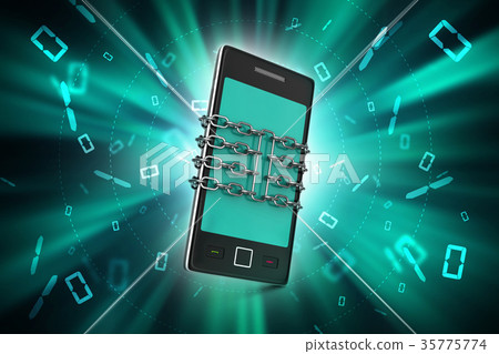 Smart phone with chain, safety concept Smart phone with chain, safety concept 35775774