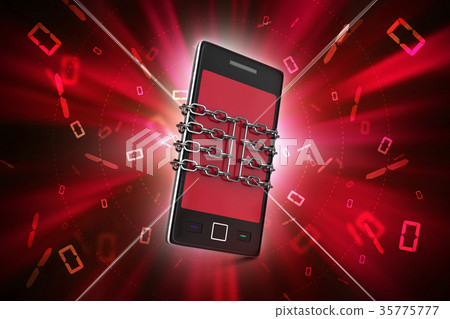Smart phone with chain, safety concept Smart phone with chain, safety concept 35775777