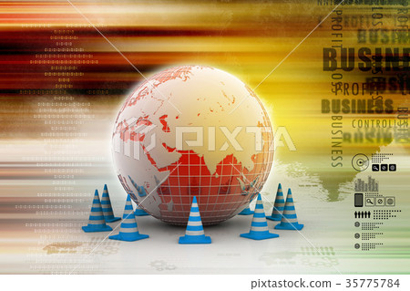 Globe and traffic cone Globe and traffic cone 35775784