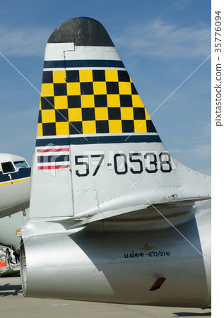 Engine of the airplane at the airport. 35776094