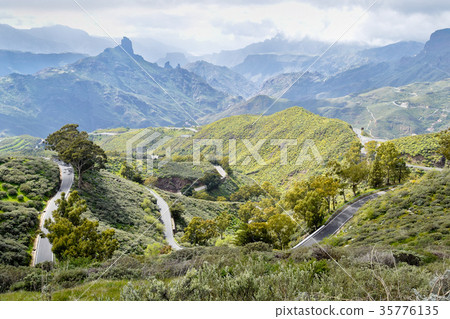 Landscape with Mountain Road in Gran Canaria. Landscape with Mountain Road in Gran Canaria. 35776135