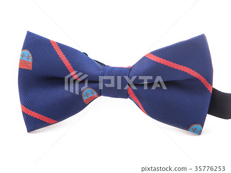 Blue bow tie with red line isolated on white Blue bow tie with red line isolated on white 35776253