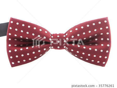 Elegant dark red bow tie with white polka dots on Elegant dark red bow tie with white polka dots on 35776261