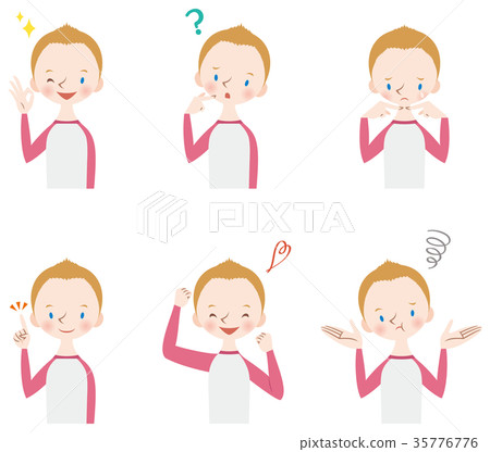 Set of boys facial expressions and poses Set of boys facial expressions and poses 35776776