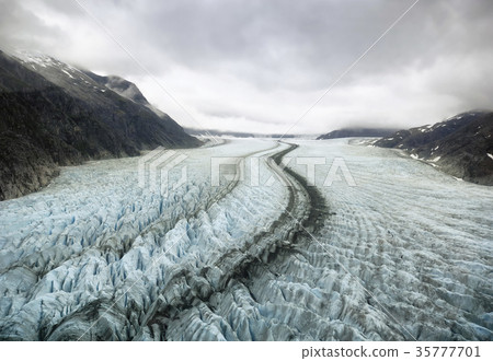 Flowing ice on Mendenhall Glacier landform, Alaska 35777701