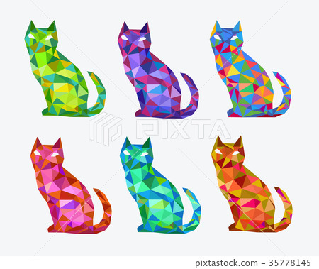 Abstract polygonal colored cats Abstract polygonal colored cats 35778145