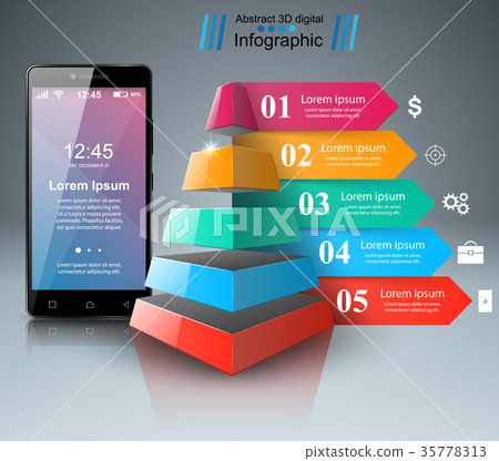 3D infographic. Smartphone icon. 3D infographic. Smartphone icon. 35778313