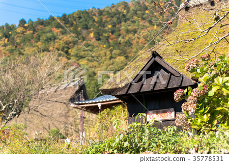 Thatched roof house and water gun Miyama 35778531
