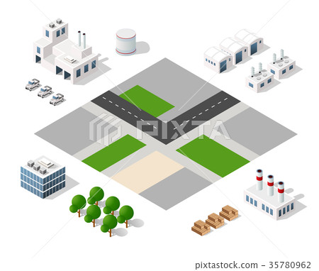 Set of modern isometric buildings Set of modern isometric buildings 35780962