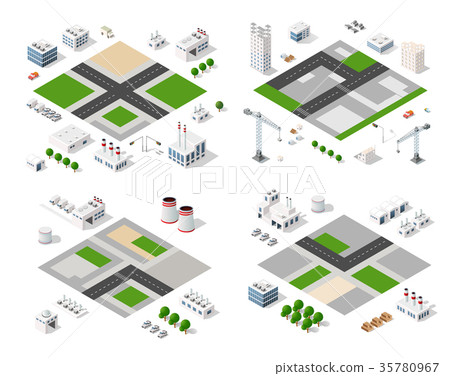 Set of modern isometric buildings Set of modern isometric buildings 35780967