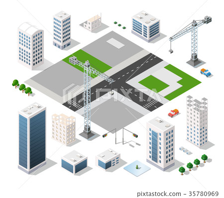 Set of modern isometric buildings Set of modern isometric buildings 35780969