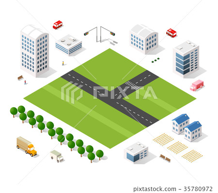 Set of modern isometric buildings Set of modern isometric buildings 35780972