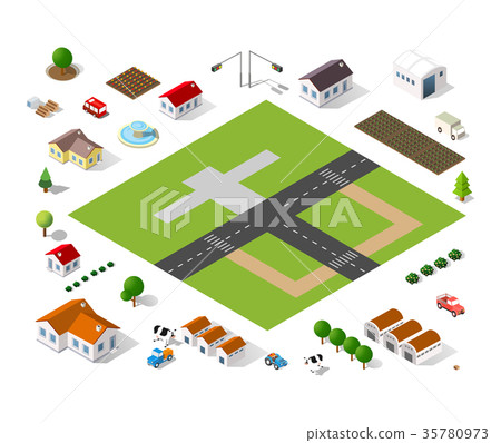 Set of modern isometric buildings Set of modern isometric buildings 35780973