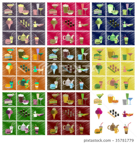 assembly flat shading style icons food 35781779