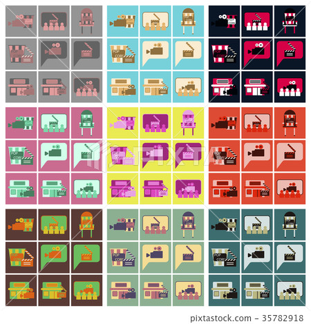 Vector illustration of flat icons set cinema Vector illustration of flat icons set cinema 35782918
