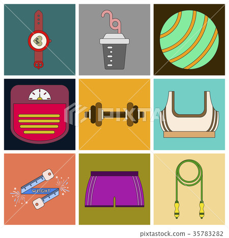 Set of Icons in flat design Fitness equipment Set of Icons in flat design Fitness equipment 35783282