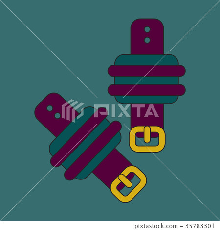Icon in flat design Athletic weights on legs Icon in flat design Athletic weights on legs 35783301