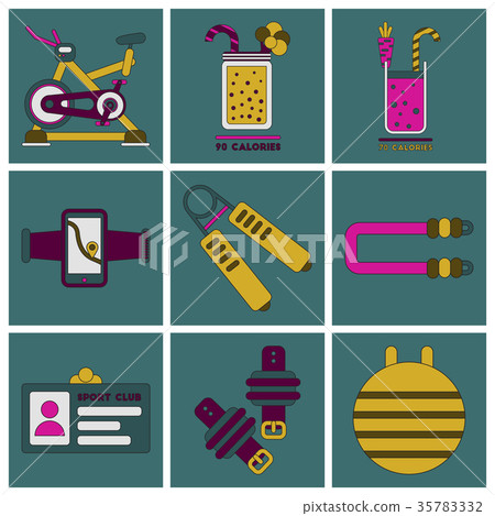 Set of Icons in flat design Gym equipment 35783332