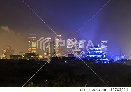 名古屋城堡藍燈亮起 35783904