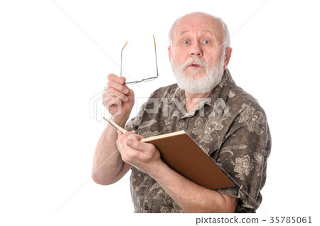 Senior man with glasses and book 35785061