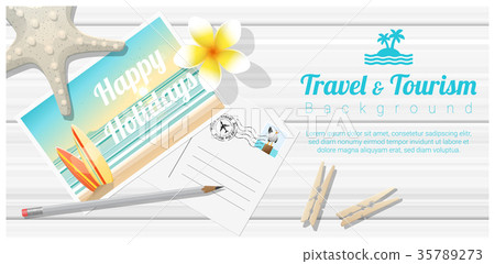 Travel and tourism background with sea postcards 35789273