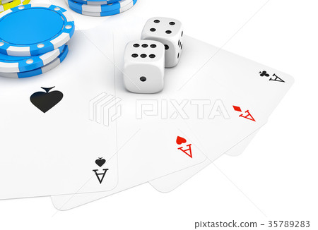 3d rendering of four different ace cards with 3d rendering of four different ace cards with 35789283