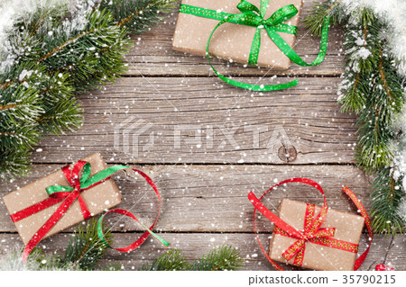 Christmas gift boxes and snow tree 35790215