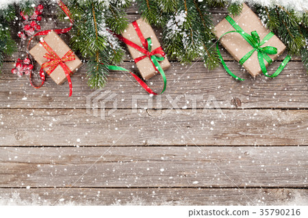 Christmas gift boxes and snow tree 35790216