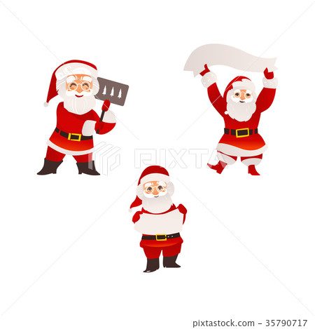 Santa Claus with Christmas banner, sign, board Santa Claus with Christmas banner, sign, board 35790717