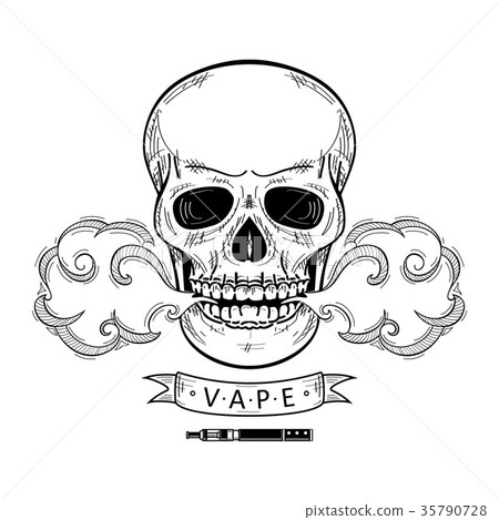 vector cartoon skull vaping isolated vector cartoon skull vaping isolated 35790728