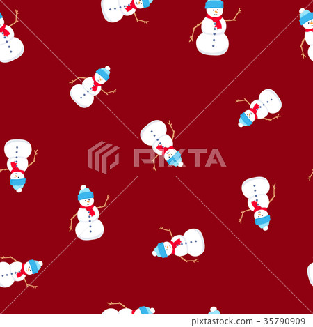 Christmas Seamless Pattern with Snowman - Stock Illustration [35790909 ...