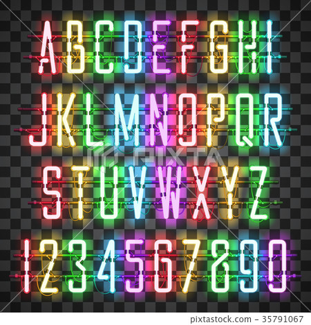 Glowing Multi Colors Neon Casual Script Font 35791067