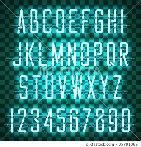 Glowing Blue Neon Casual Script Font 35791069