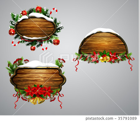 Vector wooden christmas board Vector wooden christmas board 35791089