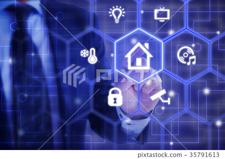 Smart home hexagon grid with icons 35791613