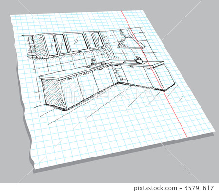 Hand drawn sketch of the interior 35791617