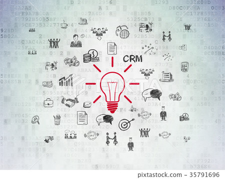 Business concept: Light Bulb on Digital Data Paper Business concept: Light Bulb on Digital Data Paper 35791696