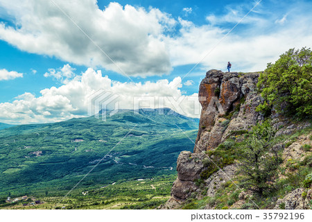 Tourist on the Demerdji mountain in Crimea 35792196