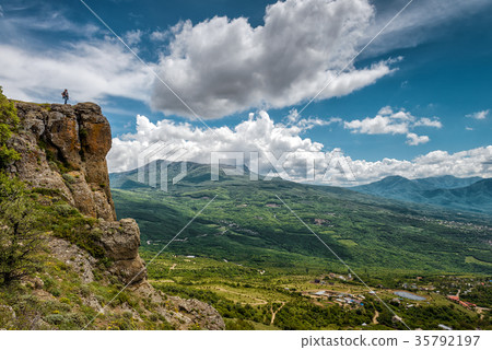 Tourist on the Demerdji mountain in Crimea 35792197
